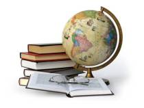 books and globe