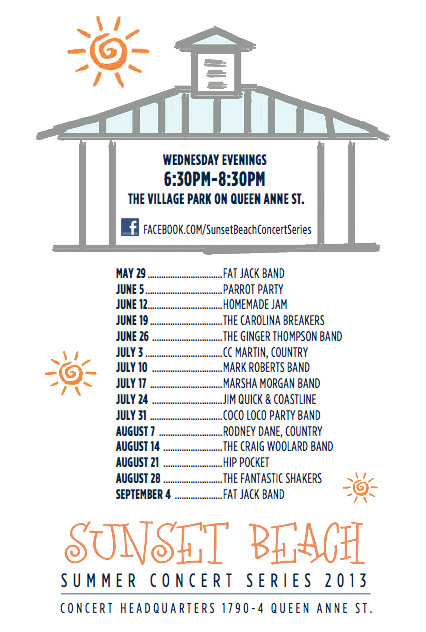 Sunset Beach Free Summer Concert Series Poster Pelican Bookstore
